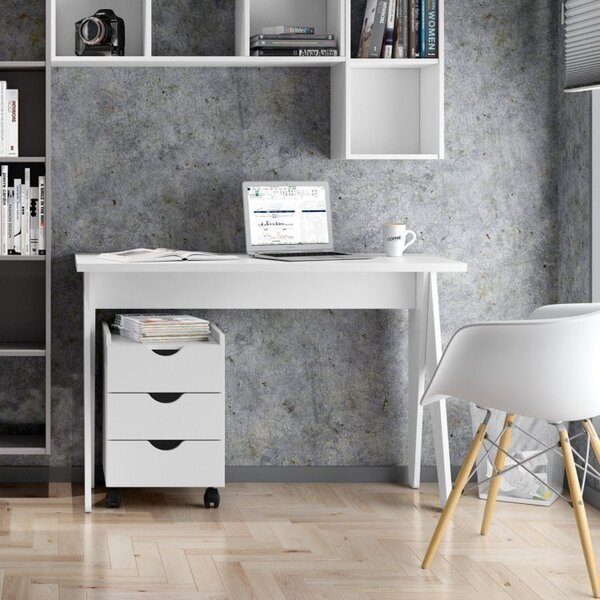 Escrivaninha 120cm Magnólia Com Gaveteiro 3 Gavetas Lomo Falkk