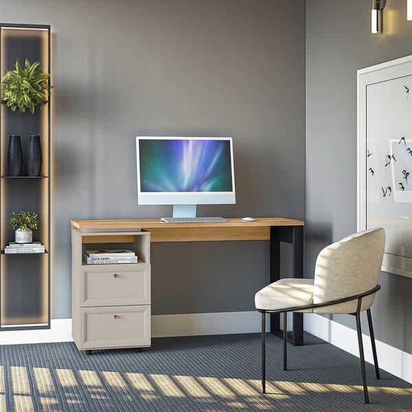 Escrivaninha 136cm 2 Gavetas 1 Nicho Design Linea Brasil