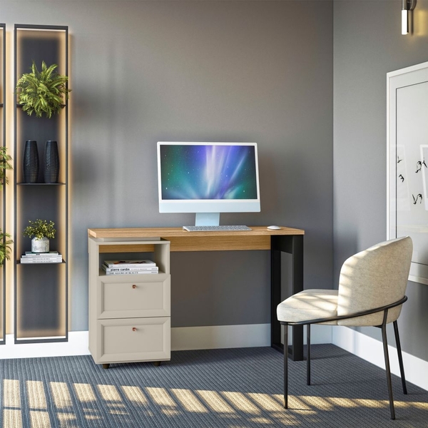 Escrivaninha 1.2 Clermont Com Gavetas Carvalho Off White