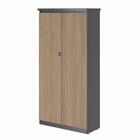 Escrivaninha 1.8 Em E Armario Com Portas Andes Nogueira Preto