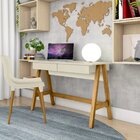 Escrivaninha 2 Gavetas 110cm Pés Em Old Off White E Amêndoa O