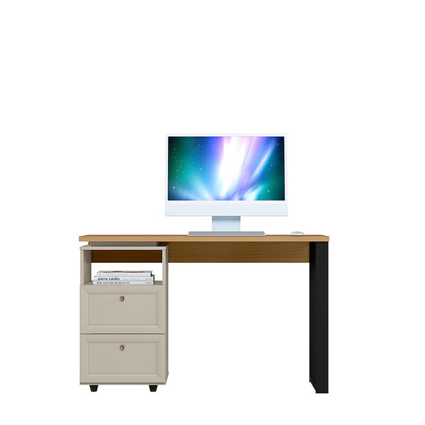 Escrivaninha 2 Gavetas Design 1.2 Pé Em Mdf Linea Brasil