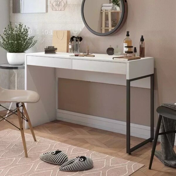 Escrivaninha 2 Gavetas Desk Espresso Móveis Branca/preto