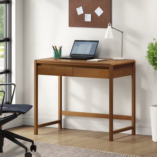 Escrivaninha 2 Gavetas Madeira Maciça Modena Amêndoa