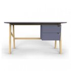 Escrivaninha 2 Gavetas Pés Madeira 74 Espresso Móveis Azul Pe