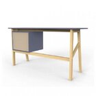 Escrivaninha 2 Gavetas Pés Madeira 74 Espresso Móveis Azul Pe