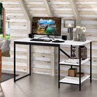 Escrivaninha 2 Prateleiras 130cm Slim Espresso Móveis Preto/b