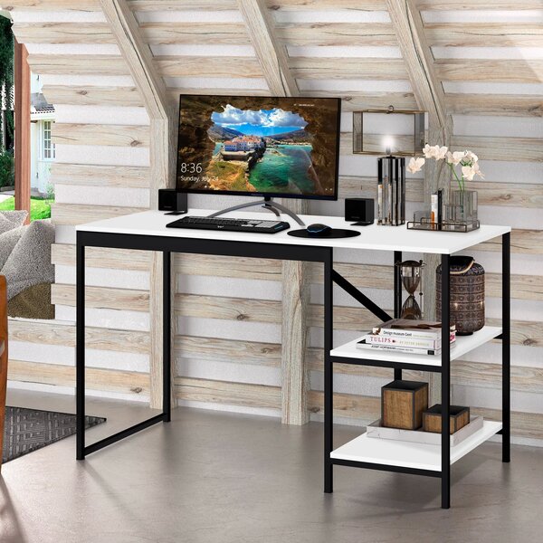 Escrivaninha 2 Prateleiras 130cm Slim Espresso Móveis Preto/b