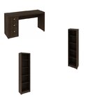 Escrivaninha 3 Gavetas Me4102 Com 2 Estantes Para Escritório