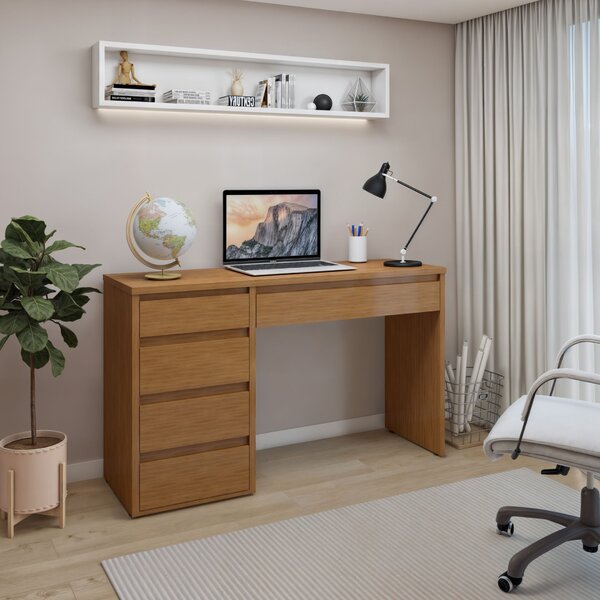 Escrivaninha 5 Gavetas 136cm 100% Mdf Berlim Yescasa Naturale