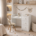Escrivaninha 75x100x45cm MDF Branco com Gavetas Letrim Agardi