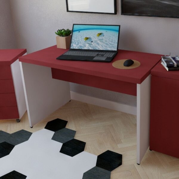 Escrivaninha 80cmx60cm 40mm Bramov Móveis Branco/vermelho
