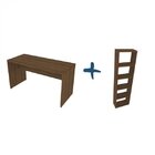 Escrivaninha 90cm E Prateleira Com 5 Nichos Bramov Ameixa Neg