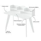 Escrivaninha 99,5x120x60cm Branco Madeira Sofia Artely