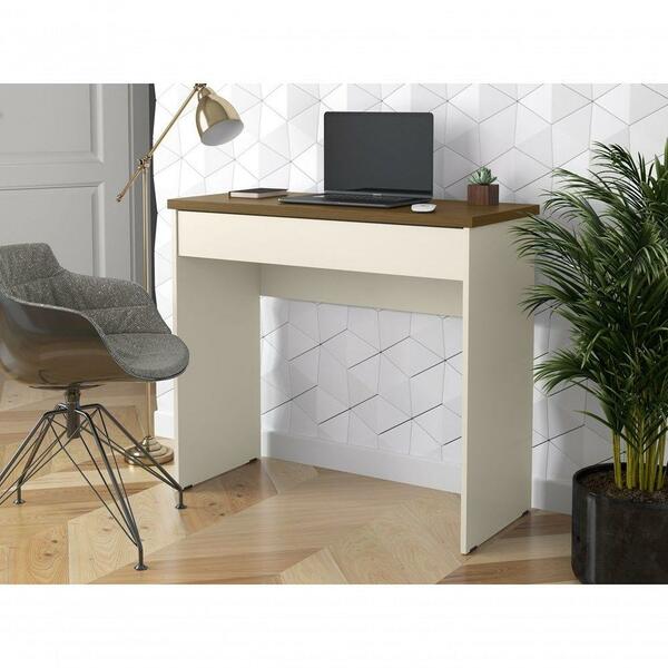 Escrivaninha Aparador 1 Gaveta Maxoff White / Madeira Freijo