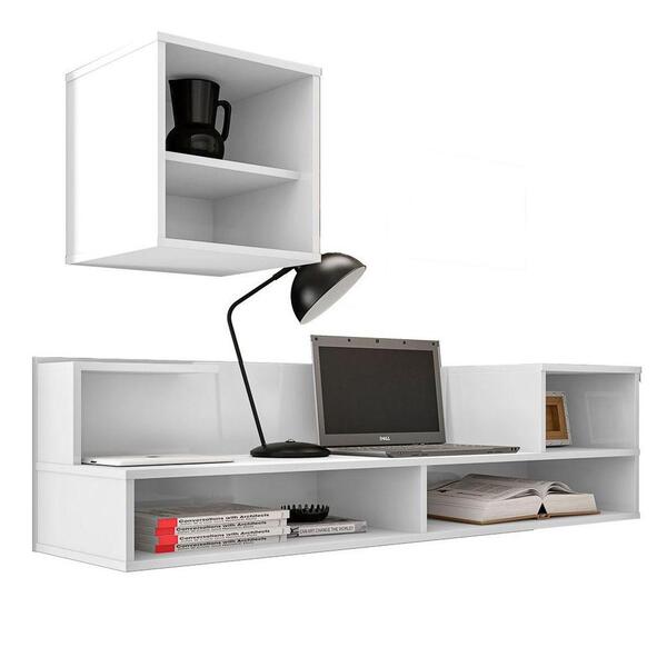 Escrivaninha Bancada Suspensa 135cm Com Nicho Tok B03 Branco