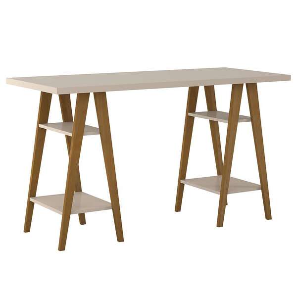 Escrivaninha Cavalete Draw Off White E Marrom