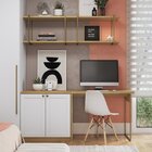 Escrivaninha Com Armário 179cm E 2 Prateleiras Mdf Savana/bra