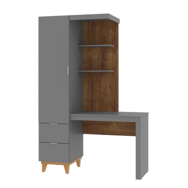 Escrivaninha Com Armário Office Smart - Cinza / Canela - Mira