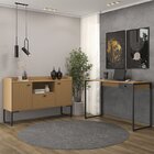 Escrivaninha Com Balcão Iron 2 Gavetas 2 Portas 1 Nicho Avelã