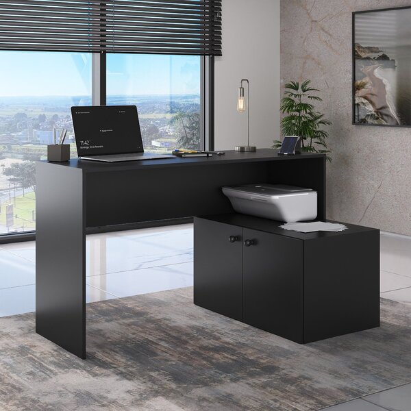 Escrivaninha Com Balcão Turn 169,2cm Preto Tx Preto Tx