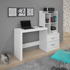 Escrivaninha Com Estante 2 Gavetas Alana Jcm Movelaria Branco