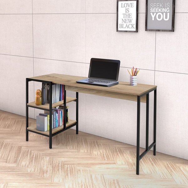 Escrivaninha Com Estante 3 Prateleiras Conect Preto/carvalho