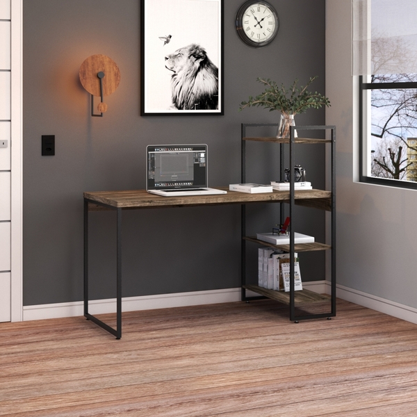 Escrivaninha Com Estante Alta 3 Prateleiras 1,35m Dynamica