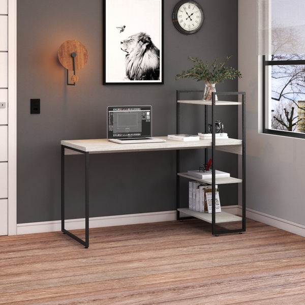 Escrivaninha Com Estante Alta 3 Prateleiras 1,35m Dynamica