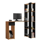 Escrivaninha Com Estante Bienna Freijó Preto Com Gaveta