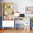 Escrivaninha Com Estante Bit Link Moov Branco Fosco Tauari No