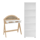 Escrivaninha com Estante Ceci de Madeira Naturale e Branco Artely