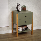 Escrivaninha com Prateleira e Mesa de Cabeceira de Madeira Verde e Carvalho