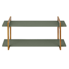 Escrivaninha com Prateleira e Mesa de Cabeceira de Madeira Verde e Carvalho