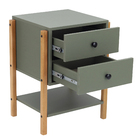 Escrivaninha com Prateleira e Mesa de Cabeceira de Madeira Verde e Carvalho