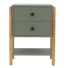 Escrivaninha com Prateleira e Mesa de Cabeceira de Madeira Verde e Carvalho