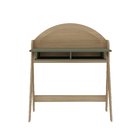 Escrivaninha com Prateleira e Mesa de Cabeceira de Madeira Verde e Carvalho