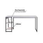 Escrivaninha Com Estante Industrial Com 2 Nichos - Branco/pre