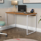 Escrivaninha com Estante Industrial de Metal e Madeira MDP Canela e Branco Fosco Kappesberg