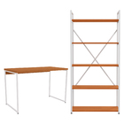 Escrivaninha com Estante Industrial de Metal e Madeira MDP Canela e Branco Fosco Kappesberg
