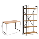 Escrivaninha com Estante Industrial de Metal e Madeira MDP Freijó e Preto Fosco Kappesberg
