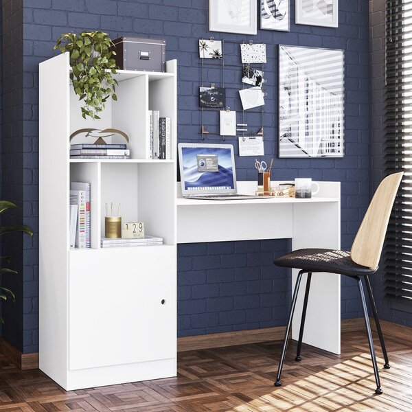 Escrivaninha Com Estante Job Albatroz Móveis 3 Prateleiras 1