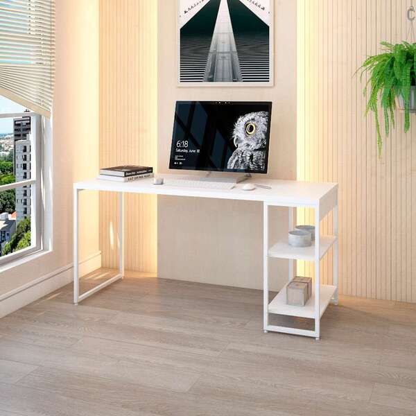 Escrivaninha Com Estante Studio Branca 150x75 Cm