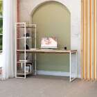 Escrivaninha Com Estante Studio Carvalho E Branca 150x147 Cm