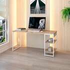 Escrivaninha Com Estante Studio Carvalho E Branca 150x75 Cm