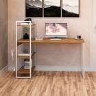 Escrivaninha Com Estante Studio Mel E Branca 135x115 Cm