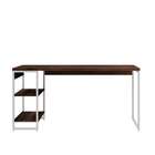 Escrivaninha Com Estante Studio Nogal E Branca 150x75 Cm