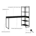 Escrivaninha Com Estante Studio Preta 146 Cm