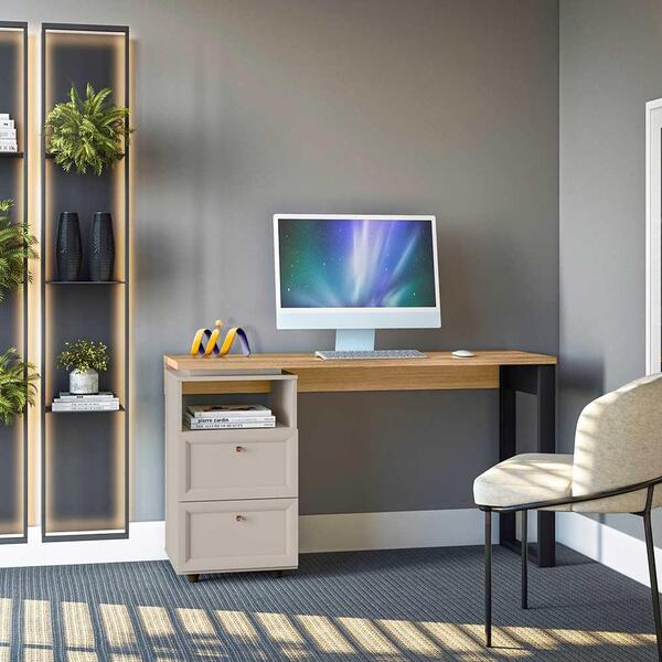 Escrivaninha Com Gavetas Estilo Americano Carvalho Off White