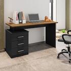 Escrivaninha Com Gaveteiro Marigold Preto Trama Freijó